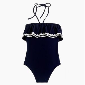 J. Crew Ruffle Bandeau Swimsuit with ric rac